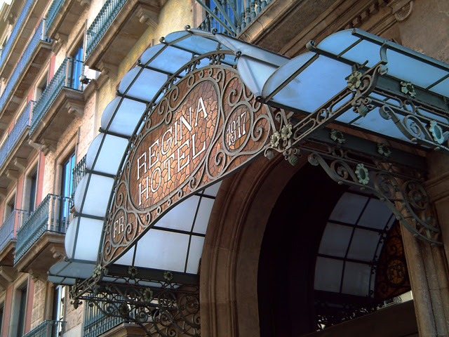 Regina Hotel in Barcelona: Wrought Iron Marquee Detail