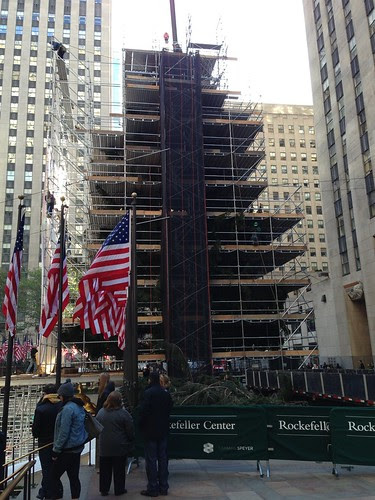 Rockefeller Center tree rising