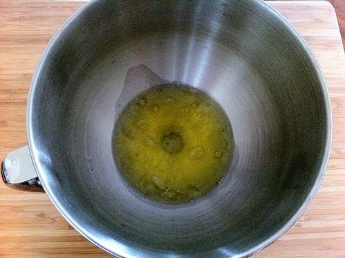 Egg Whites in Clean Mixer Bowl