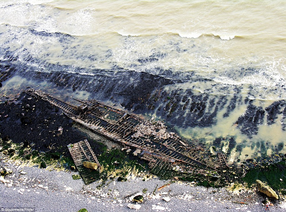 The SS Falcon was wrecked off the Dover coast in Langdon Bay, UK, in 1926, after its cargo of hemp and matches caught fire