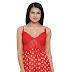 Clovia Women's Sheer Polka Print Bridal Babydoll with Thong in Red -
Georgette & Lace