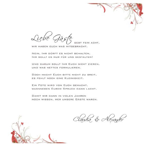 Hochzeit Gästebuch Spruch Einleitung DE Spruch