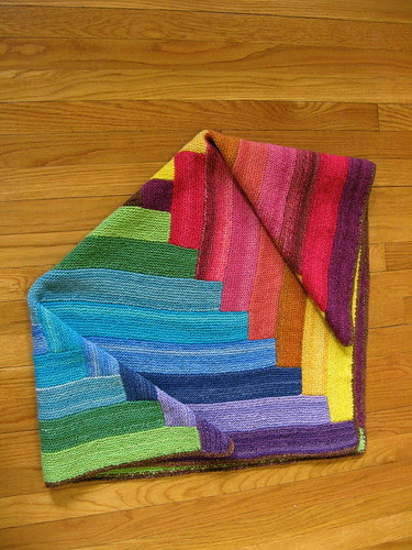 Baby's Handspun Rainbow Log Cabin Blanket