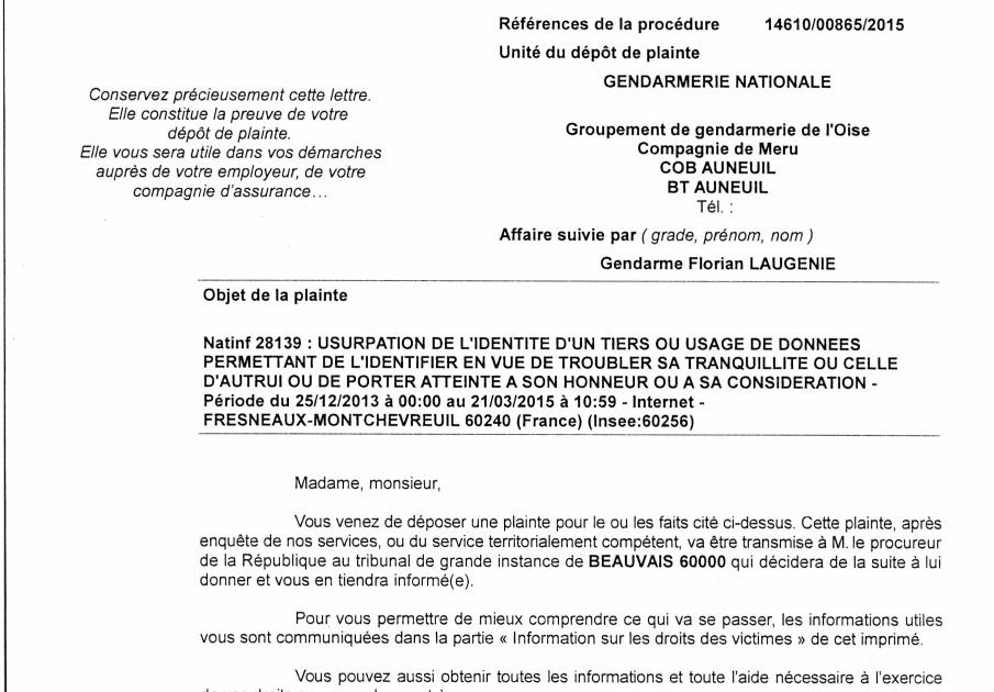 Lettre Plainte Au Procureur De La République - Exemple de Lettre