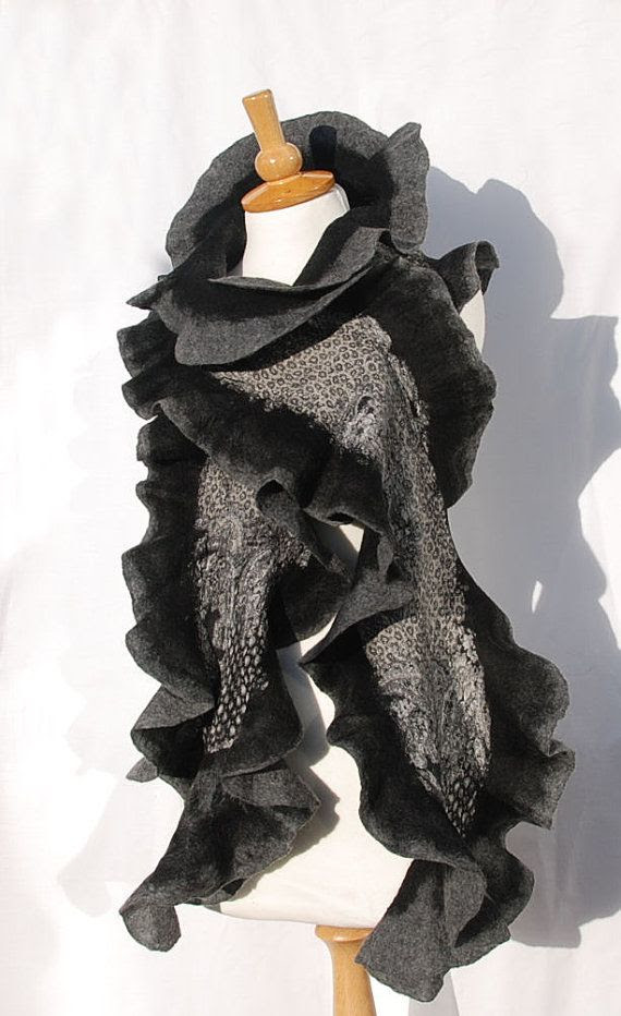 Felted scarf felt scarf merino wool nunofelt winter by AnnaWegg, £42.99