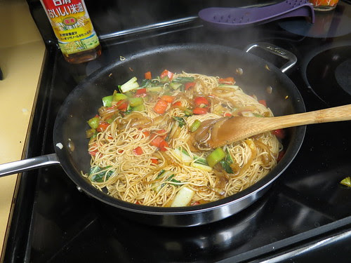 noodles and broth mixture in