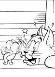 Tom and Jerry coloring pages showing the mouse chastising the cat after knocking him out!