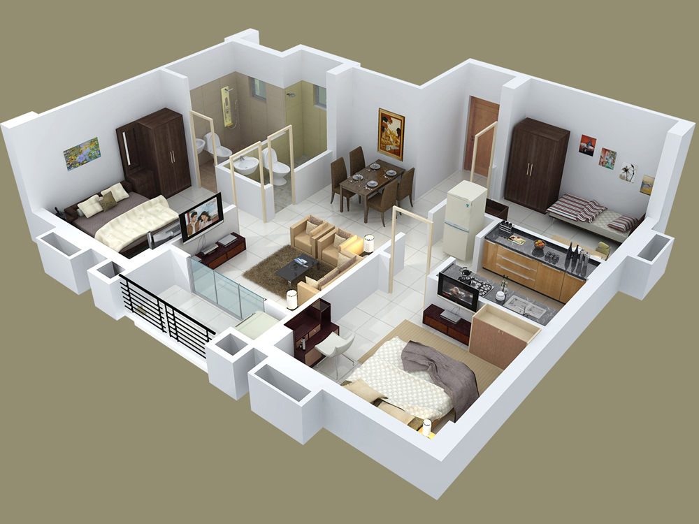 25 Three Bedroom House\/Apartment Floor Plans