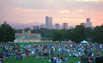 The Denver skyline from City Park during a fre...