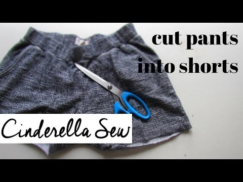 Cut sweatpants into shorts - DIY make joggers into shorts - How to cut p...