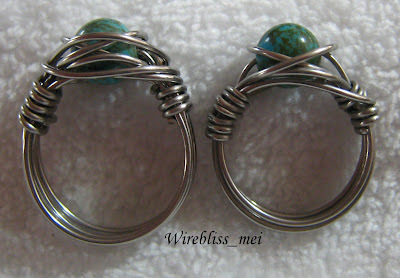 (TAW) wire wrap ring side view of Twice around the world (TAW) wire wrap ring