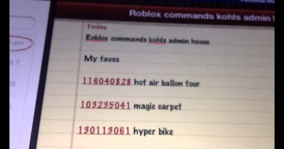 Kohls Admin House Roblox Gear Codes