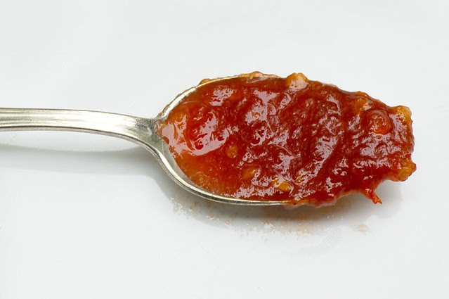 A spoonful of sweet, spicy tomato jam by Eve Fox, Garden of Eating blog, copyright 2011