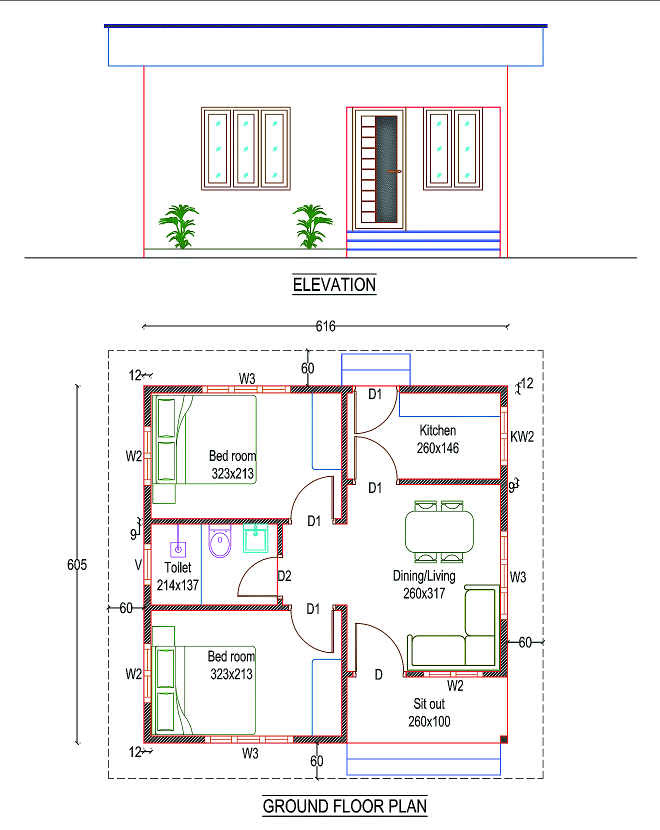 53 2 Bedroom House Plan 700 Sq Ft, 400 Sq Ft House Plans Indian Style