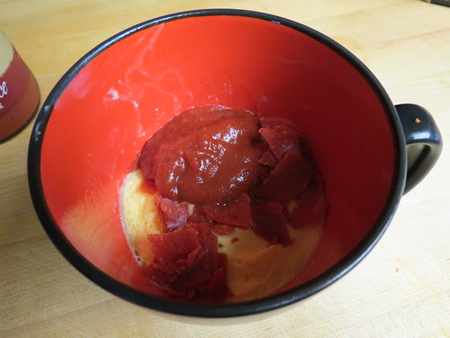sauce and pepperoni in