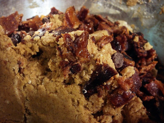 peanut butter espresso cookies with candied bacon
