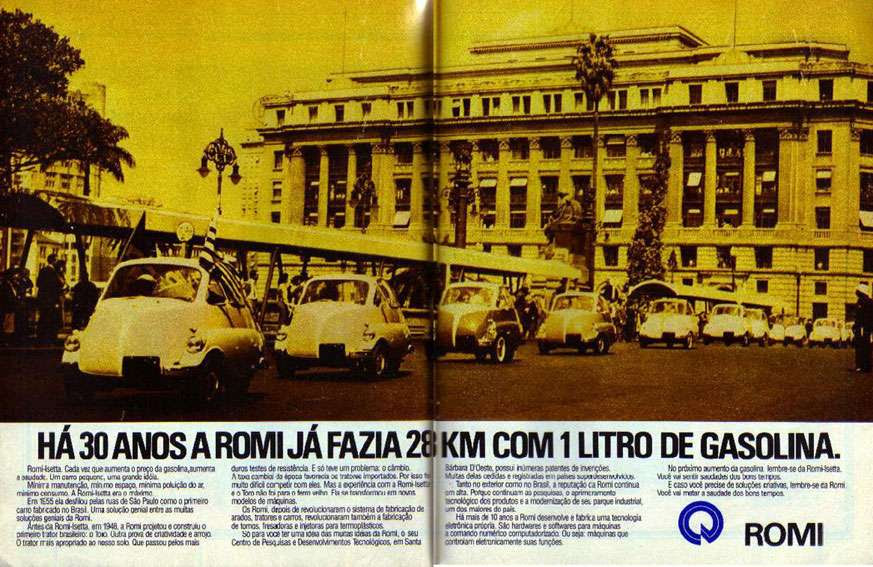 Há 30 anos a Romi já fazia 28 quilômetros com 1 litro de gasolina.