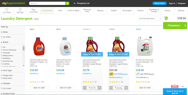 mySupermarket.com gathers groceries at the lowest prices from leading online stores.
