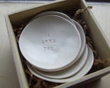 I LOVE YOU white ceramic tiny text bowl