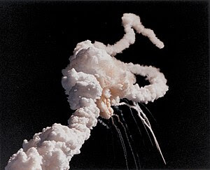 Space Shuttle Challenger ' s smoke plume after...