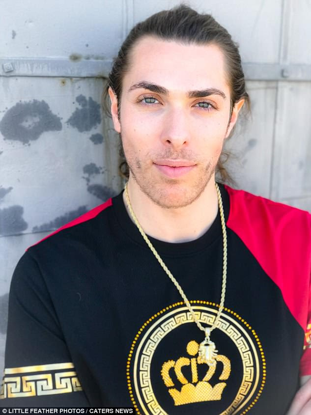 Going back: Alexander Veach, 30, from Los Angeles, identified as a woman for three years but has now decided to stop taking the female hormone oestrogen and let hair removed by laser grown backÂ