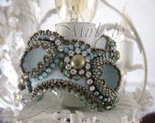 Bead embroidered cuff bracelet made from Sea Glass and Swarovski - Mirlady Bead embroidered cuff bracelet made from Sea Glass and Swarovski - Mirlady