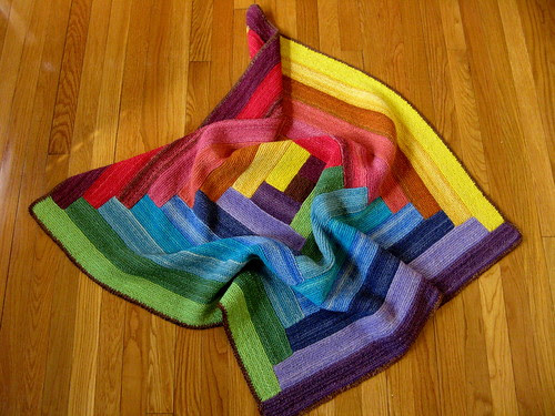 Baby's Handspun Rainbow Log Cabin Blanket