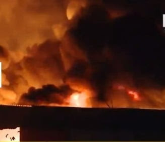 Incendiu urias la un depozit de langa Bucuresti