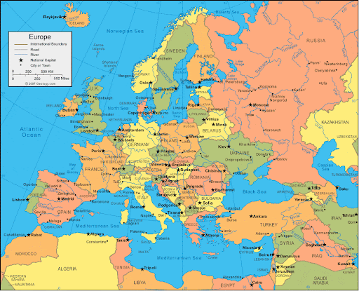 Europe Globe Map