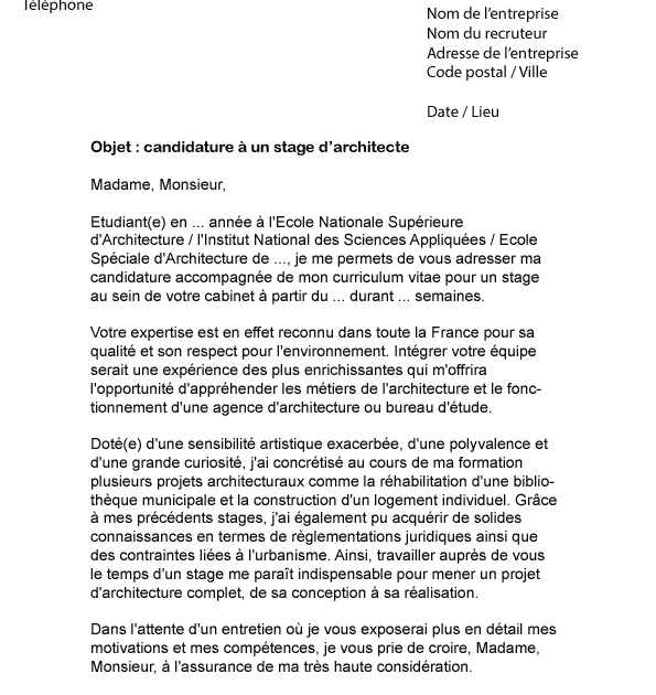 La Lettre De Motivation Stage 3eme