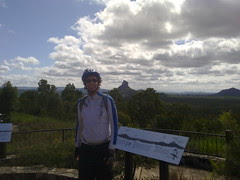 Neil at the Glasshouse Mountains lookout - about halfway through our ride.