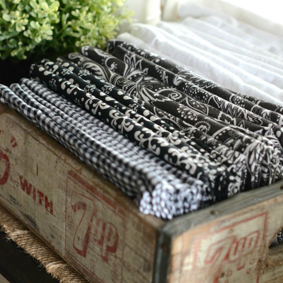 STORING THINGS FARMHOUSE STYLE-napkins in crate-stonegableblog.com