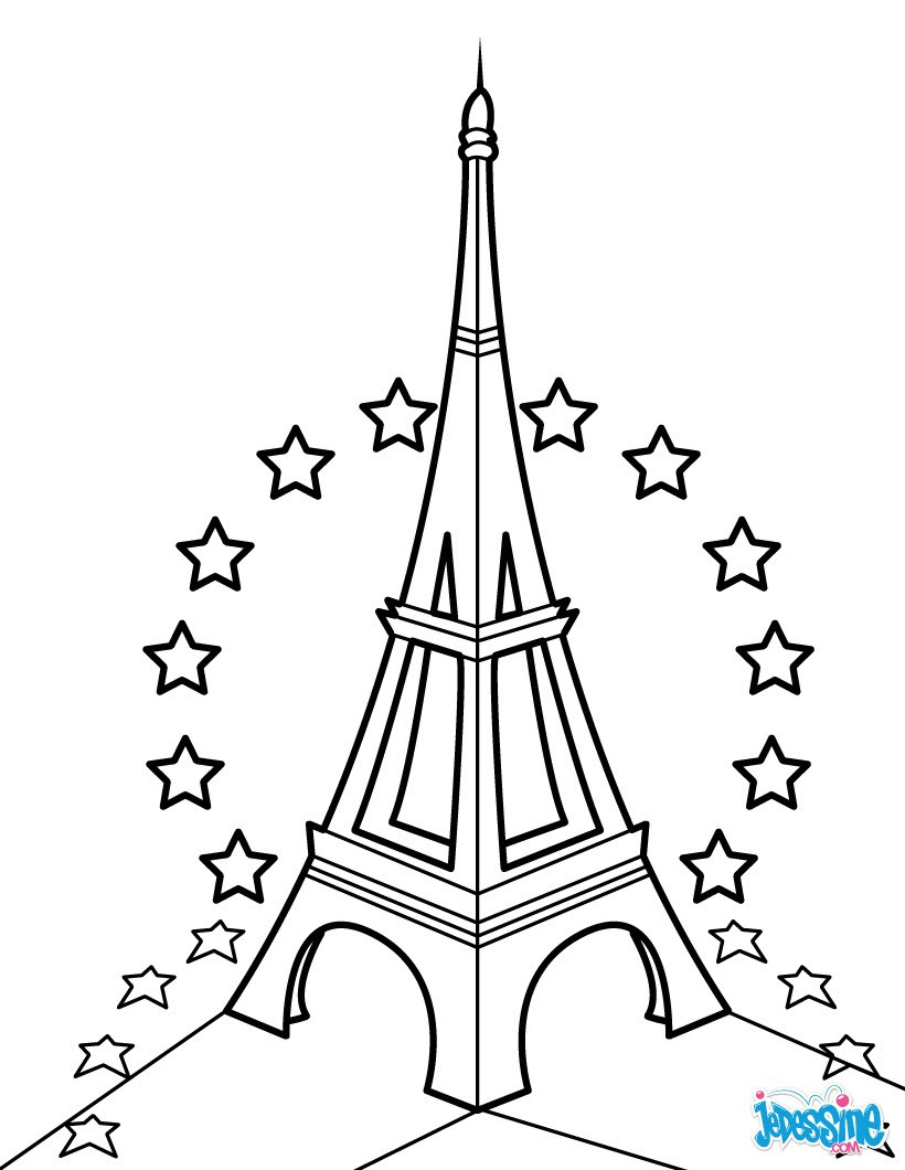 Coloriage tour Eiffel Facile Pour Enfants  30000 ++ collections de