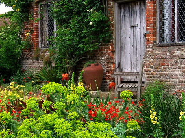 Outside the South Cottage at Sissinghurst Castle Garden in Kent, England