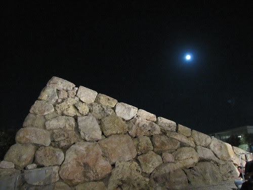 Stone wall and moon