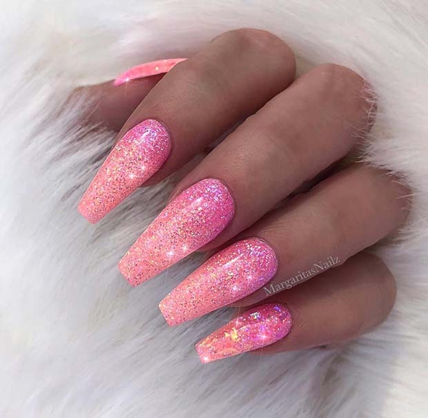 pics Coffin Glitter Coffin Hot Pink Acrylic Nails hot pink coff...