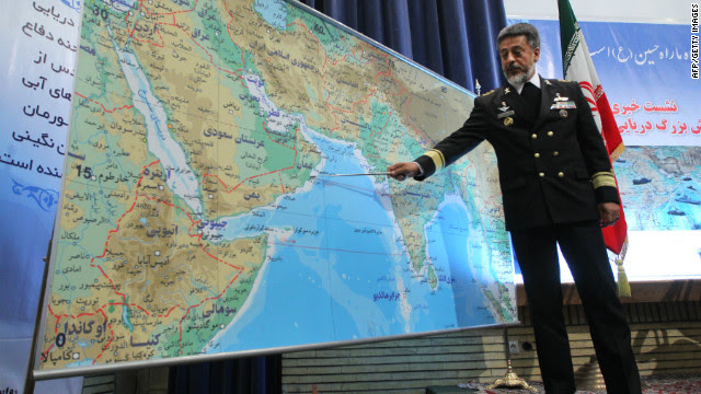 Iran's Navy Commander Adm. Habibollah Sayari speaks to the press last week about Iran's 10-day military exercise.