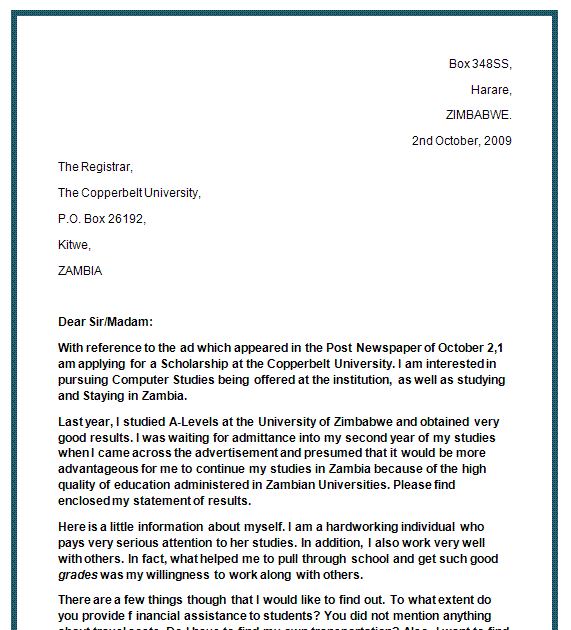 job application letter example ks2