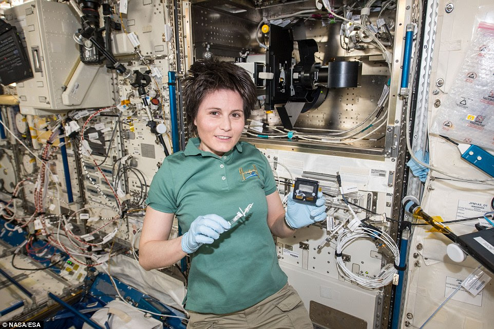Samantha Cristoforetti (pictured) returned to Earth with US astronaut Terry Virts and Russian Anron Shkaplerov on 11 June this year. In total she spent 199 days there, a new record for the longest time a woman has spent in space Samantha Cristoforetti (pictured) returned to Earth with US astronaut Terry Virts and Russian Anron Shkaplerov on 11 June this year. In total she spent 199 days there, a new record for the longest time a woman has spent in space
