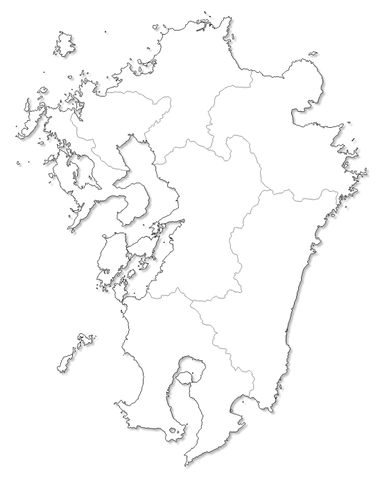 かわいいディズニー画像 新鮮な白地図 九州 地図 フリー