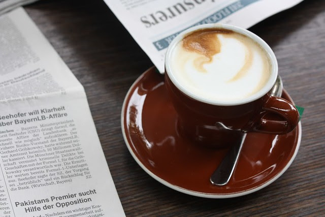 coffee and newspapers on a Saturday afternoon