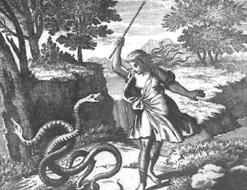 Teiresias whacking a snake Teiresias whacking a snake