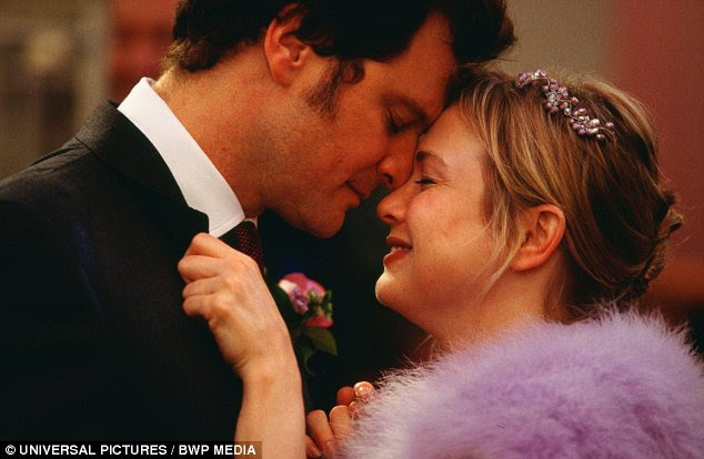 True love: Renee Zellweger pictured as Bridget Jones, with Colin Firth as Mark Darcy, in a scene from the 2004 film Bridget Jones: The Edge of Reason, based on the novel by Helen Fielding