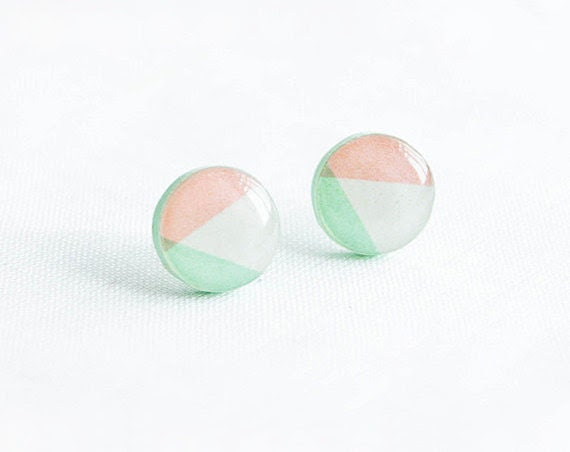 Pastel stud earrings, geometric post earrings, round studs - Lepun Pastel stud earrings, geometric post earrings, round studs - Lepun