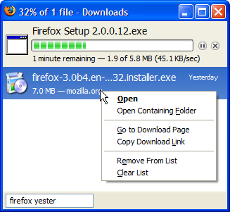 Firefox 3 Beta 4 download manager