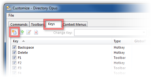 Adding a new hotkey