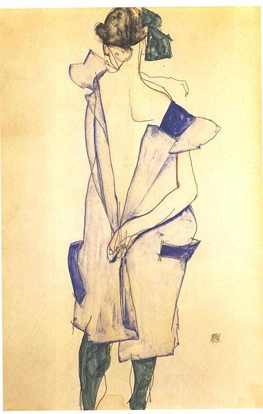 File:Schiele - Stehendes Mädchen mit blauem Kleid und grünen Strümpfen - 1913.jpg