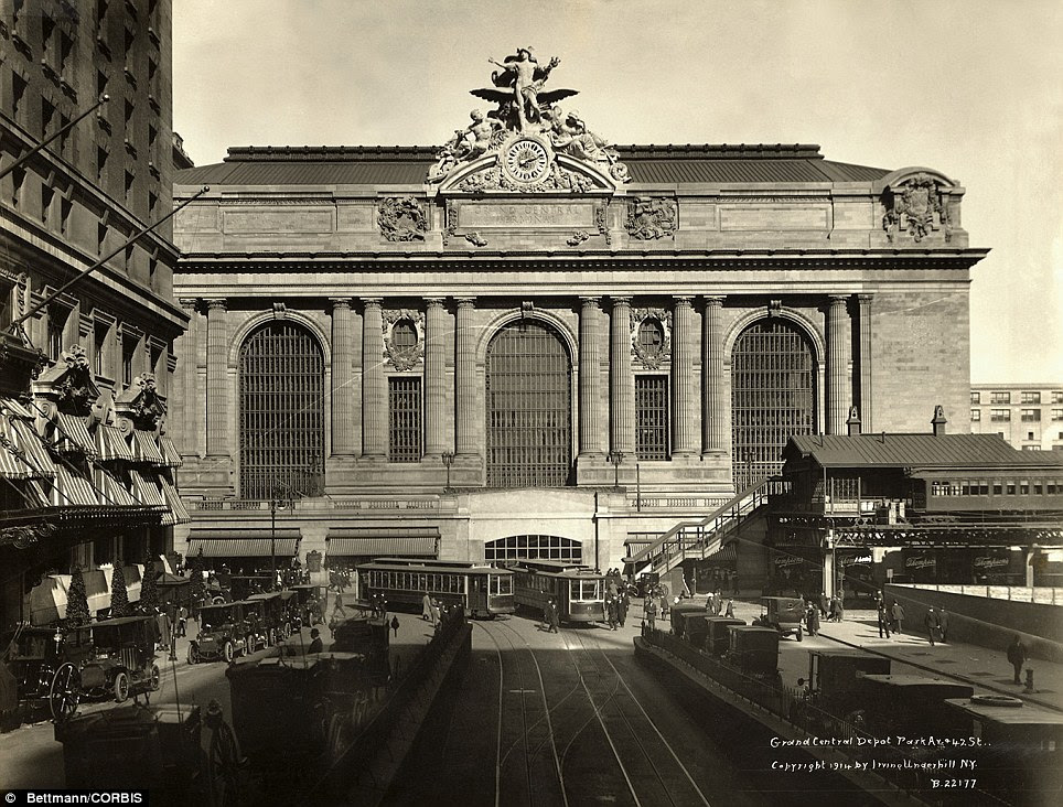 The iconic New York landmark with its Beaux-Arts facade is an architectural gem shown here in 1914 is still one of America's greatest transportation hubs