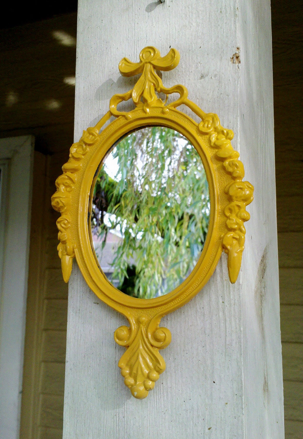 Small Mirror in Vintage Marigold Yellow Frame - Revived Vintage