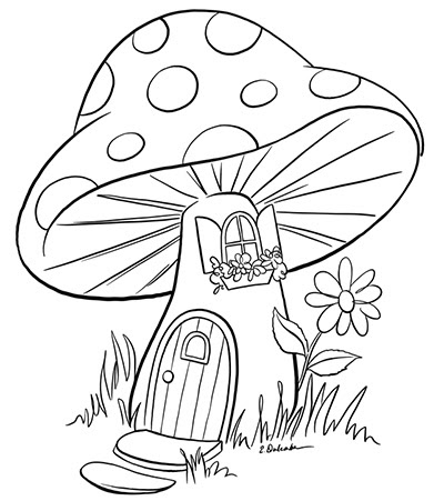 dulemba: Coloring Page Tuesday - Mushroom House
